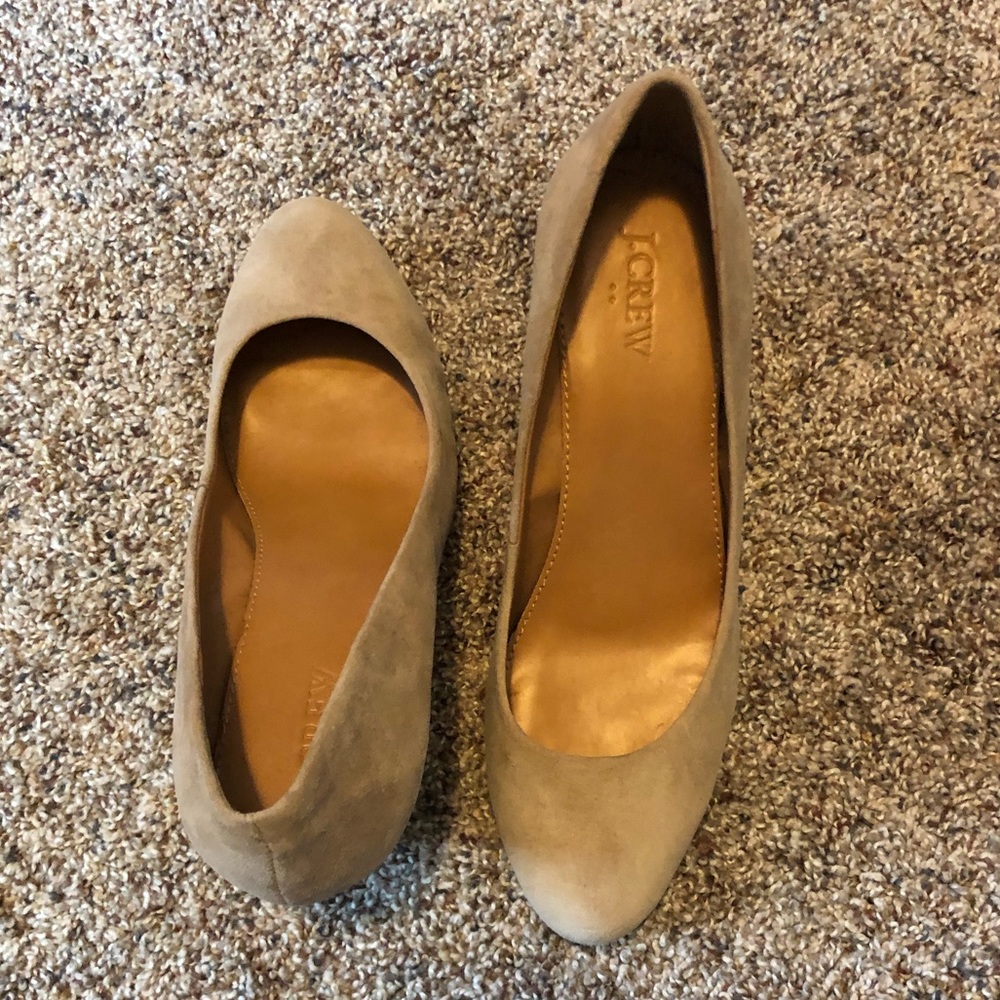 JCrew Suede Wedge Beige size 8.5